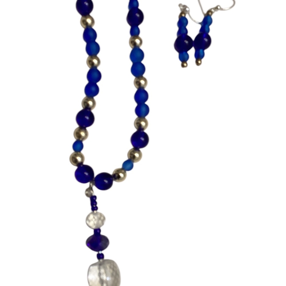 Cobalt blue necklace and earring set